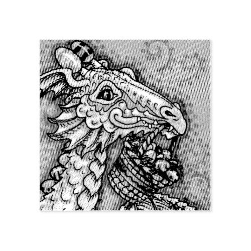 EASTER EGG DRAGON FANTASY RUBBER STAMP Close Up