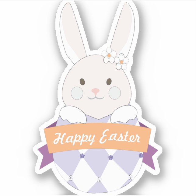 Easter Egg. Easter bunny.Happy Easter Sticker (Front)