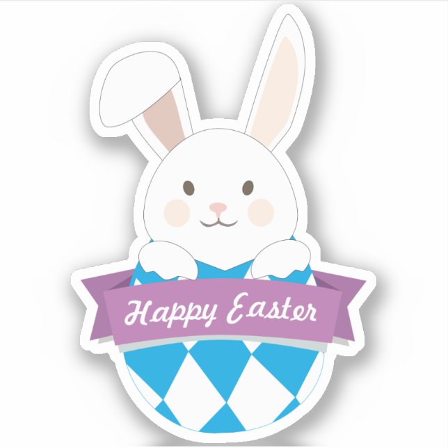 Easter Egg. Easter bunny.Happy Easter Sticker (Front)