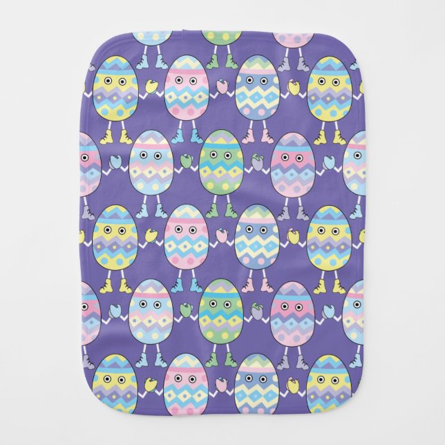 Easter Egg Eggheads Baby Burp Cloth (Front)