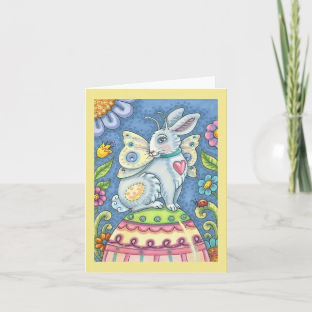 EASTER EGG FAIRY, FANTASY RABBIT NOTE CARD Blank (Front)