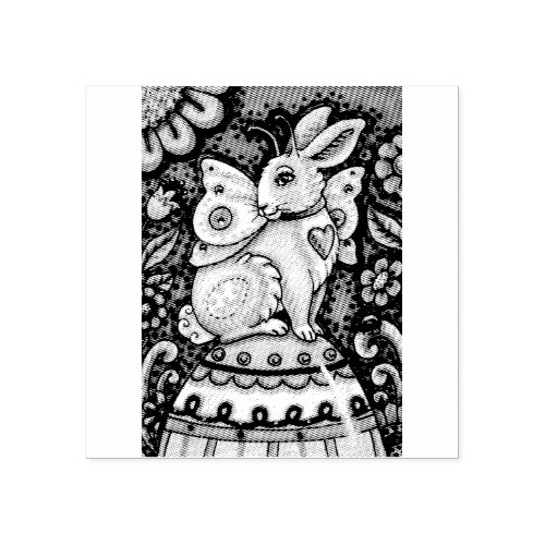 EASTER EGG FAIRY FANTASY RABBIT RUBBER STAMP