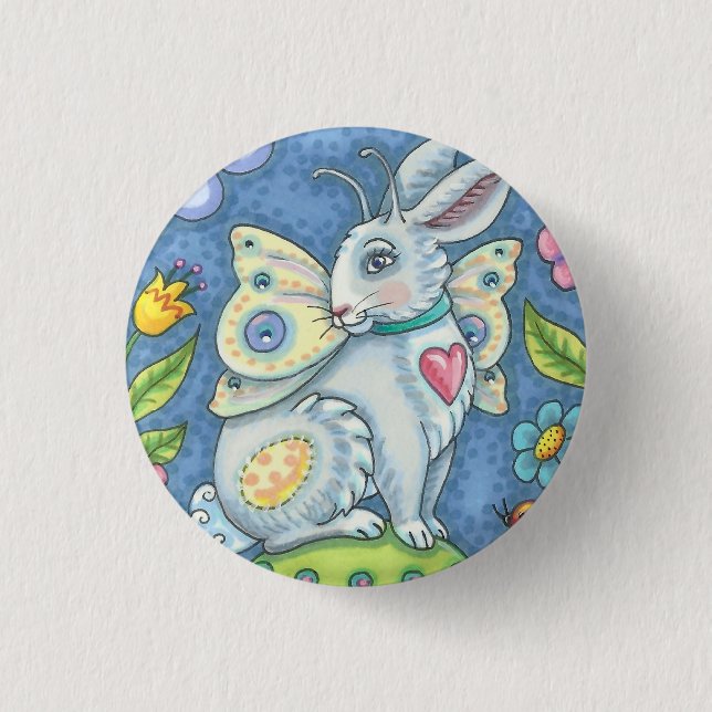 EASTER EGG FAIRY, SPRING HARE, BUNNY BUTTON Round (Front)