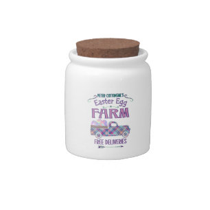 Easter Egg Farm Antique Truck Plaid Sign Candy Jar