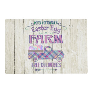 Easter Egg Farm Antique Truck Plaid Sign Placemat