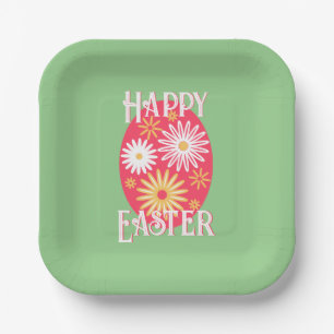 Easter Egg Floral Modern Happy Easter Paper Plates