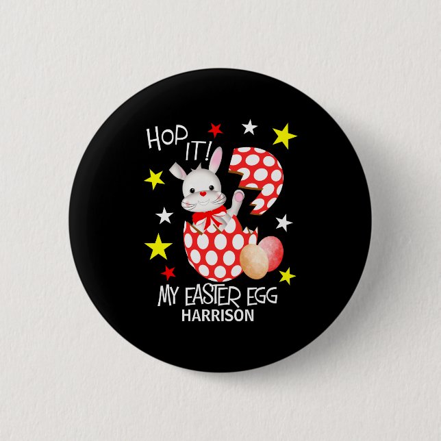 Easter Egg Funny Bunny Personalized T Shirt  Button (Front)