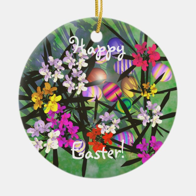 Easter Egg Garden Ceramic Ornament (Front)