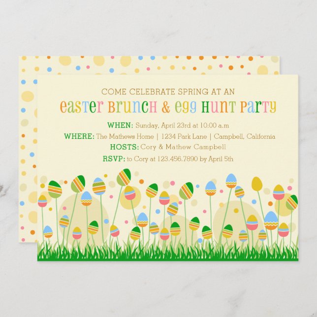 Easter Egg Garden Easter Brunch and Easter Hunt Invitation (Front/Back)