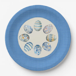 Easter Egg gingham Paper Plates