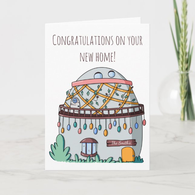 Easter Egg House Personalized New Home Greeting Card (Front)