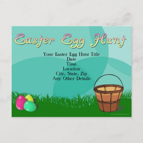 Easter Egg Hunt 3 Eggs with Basket Holiday Postcard
