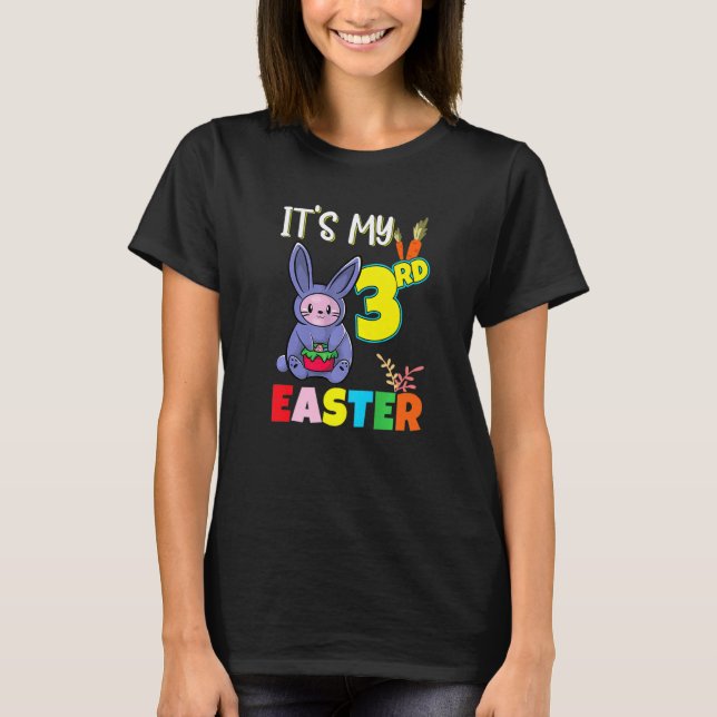 Easter Egg Hunt 3rd Birthday Cute Easter Cat T-Shirt (Front)