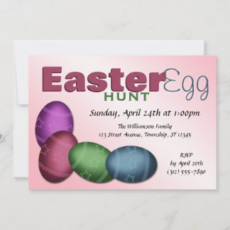 Easter Egg Hunt ~ 4 Egg Easter Invitations