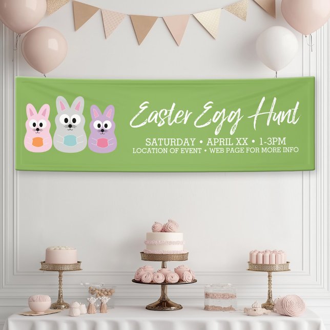 Easter Egg Hunt Advertisement - Cute Bunny Rabbits Banner (Custom Easter Egg Hunt Banner)