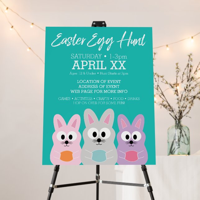 Easter Egg Hunt Advertisement - Cute Bunny Rabbits Foam Board (In Situ (Stand))