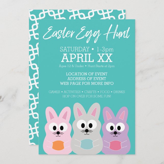 Easter Egg Hunt Advertisement - Cute Bunny Rabbits Invitation (Front/Back)
