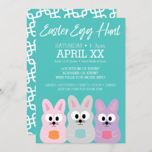 Easter Egg Hunt Advertisement - Cute Bunny Rabbits Invitation