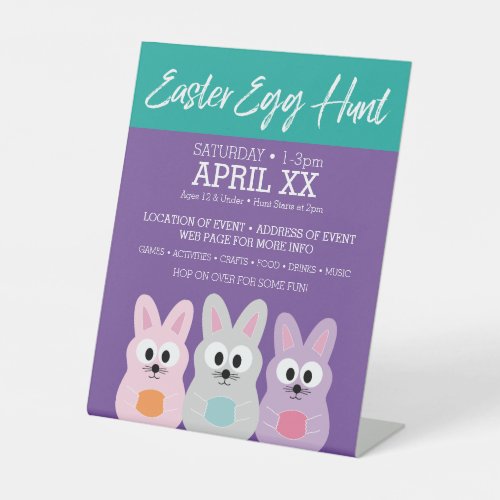 Easter Egg Hunt Advertisement _ Cute Bunny Rabbits Pedestal Sign