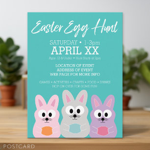 Easter Egg Hunt Advertisement - Cute Bunny Rabbits Postcard