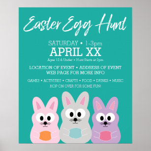 Easter Egg Hunt Advertisement - Cute Bunny Rabbits Poster