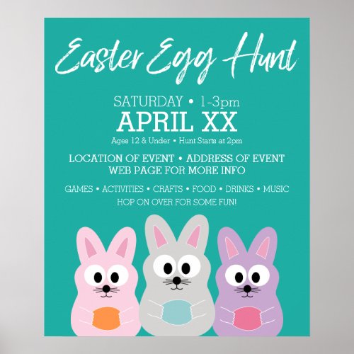 Easter Egg Hunt Advertisement _ Cute Bunny Rabbits Poster