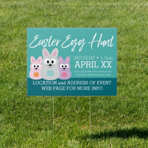 Easter Egg Hunt Advertisement _ Cute Bunny Rabbits Sign