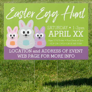Easter Egg Hunt Advertisement - Cute Bunny Rabbits Sign