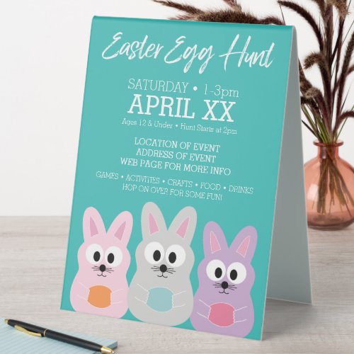 Easter Egg Hunt Advertisement _ Cute Bunny Rabbits Table Tent Sign