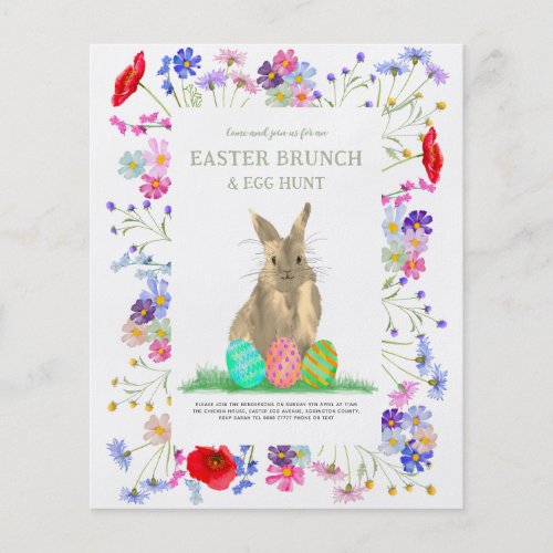 Easter Egg Hunt and Brunch Bunny Floral Budget  Flyer