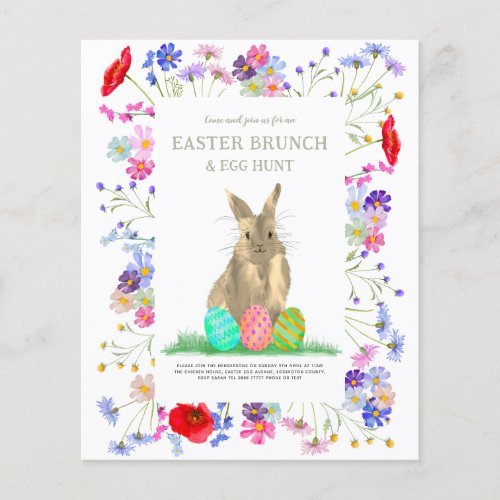 Easter Egg Hunt and Brunch Bunny Floral Budget  Flyer