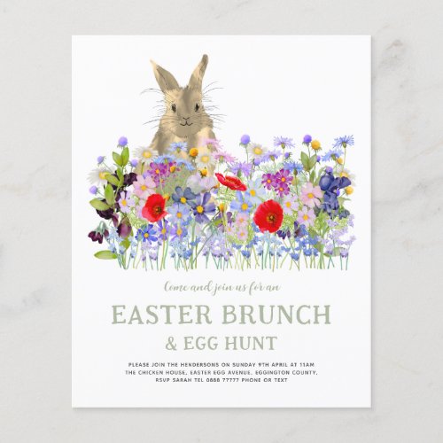 Easter Egg Hunt and Brunch Bunny Floral Budget Flyer