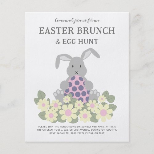 Easter Egg Hunt and Brunch Bunny Floral Flyer
