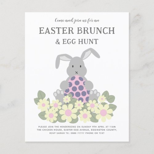 Easter Egg Hunt and Brunch Bunny Floral Flyer