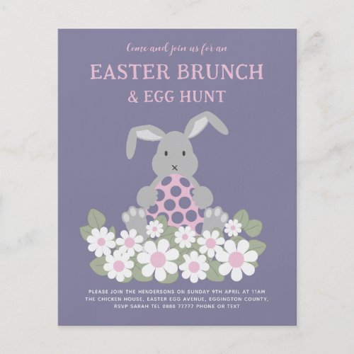Easter Egg Hunt and Brunch Bunny Pink Floral Flyer
