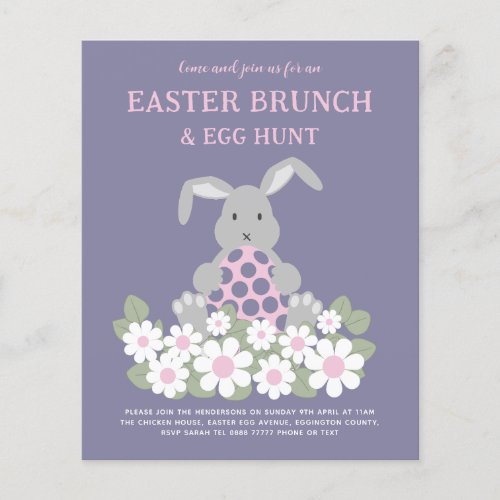 Easter Egg Hunt and Brunch Bunny Pink Floral Flyer