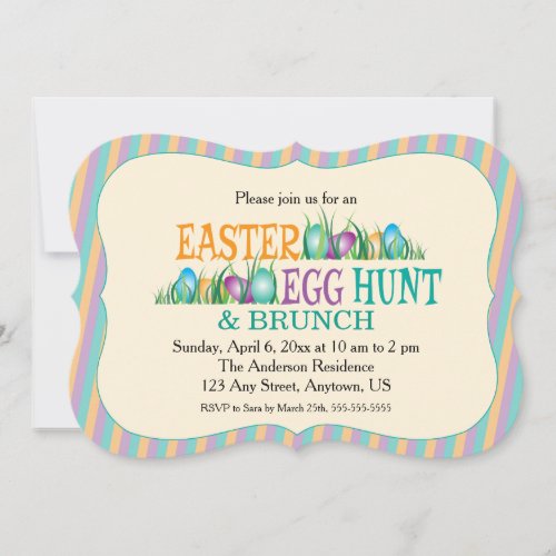 Easter Egg Hunt and Brunch Colorful Eggs Invitation