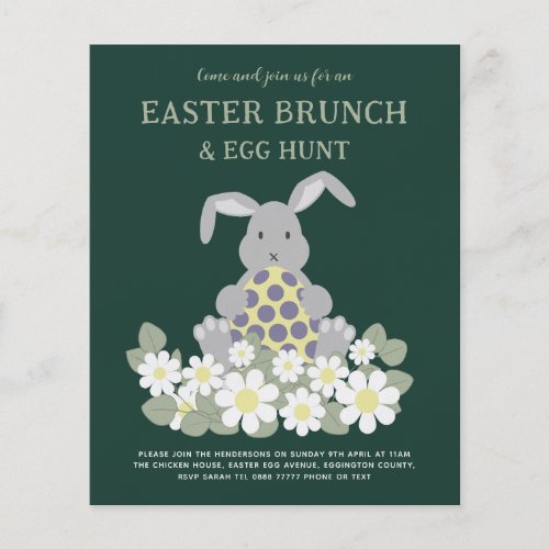 Easter Egg Hunt and Brunch Cute Bunny Floral Flyer