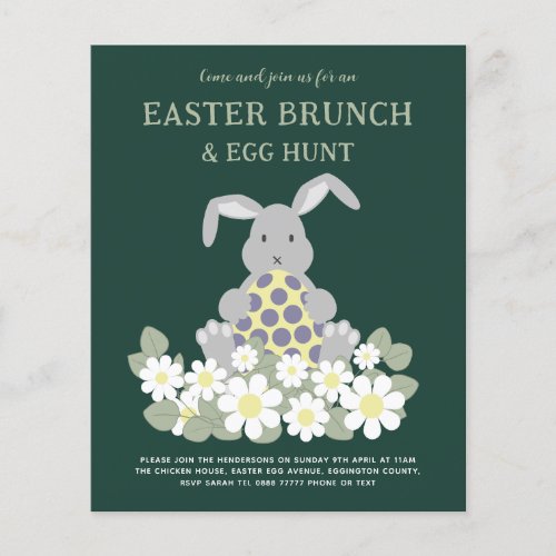 Easter Egg Hunt and Brunch Cute Bunny Floral Flyer