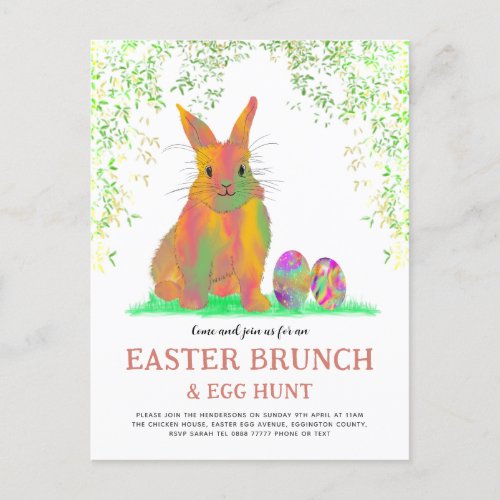 Easter Egg Hunt and Brunch Cute Bunny Invitation