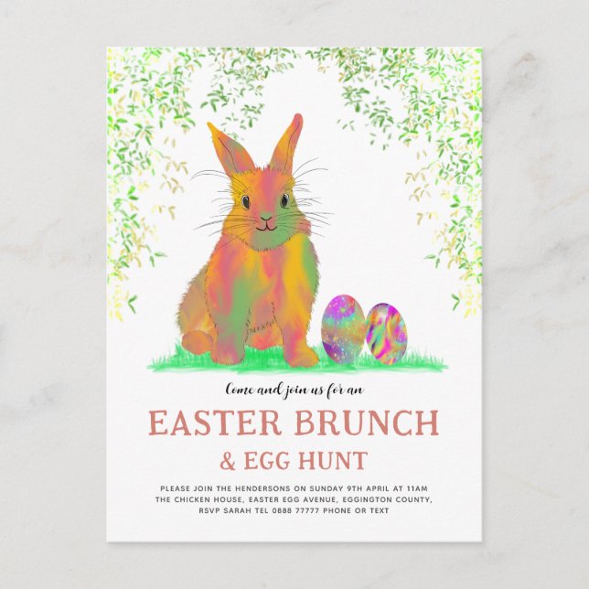 Easter Egg Hunt and Brunch Cute Bunny Invitation (Front)