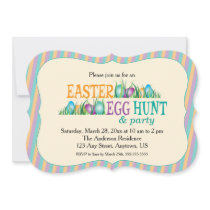 Easter Egg Hunt and Party, Colorful Eggs Invitation