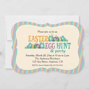 Easter Egg Hunt and Party, Colorful Eggs Invitation