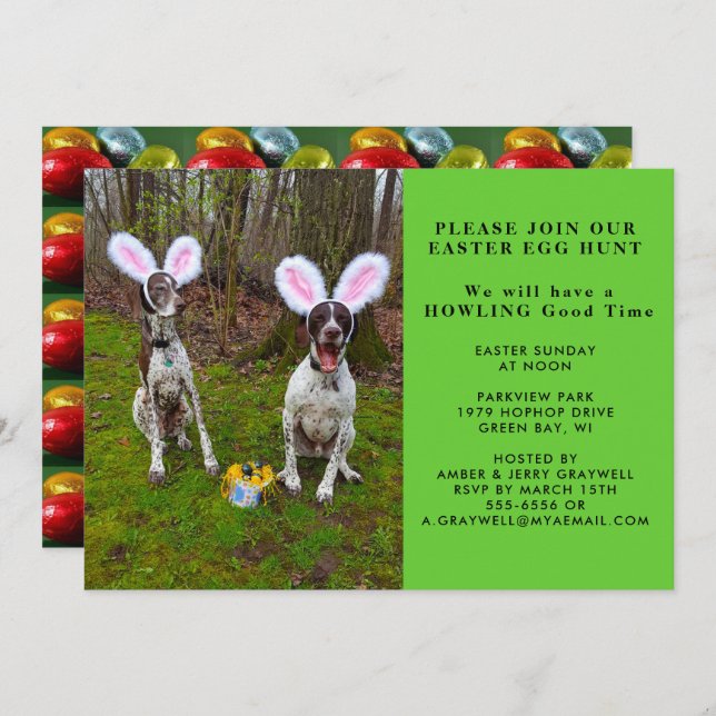 Easter Egg Hunt and Party Dogs Invitation (Front/Back)
