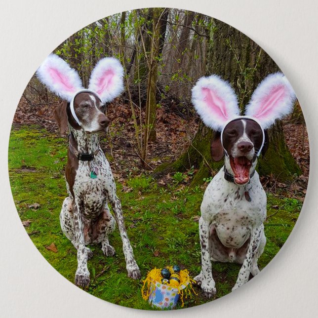 Easter Egg Hunt and Party Dogs Large Round Button (Front)