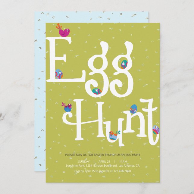 Easter Egg Hunt and Potluck Invitation (Front/Back)