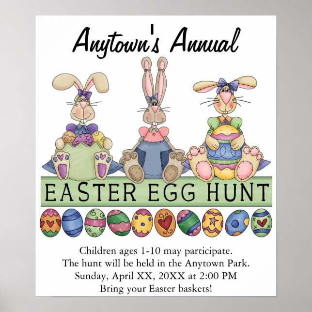 Easter Egg Hunt Announcement Advertisement Poster (Front)