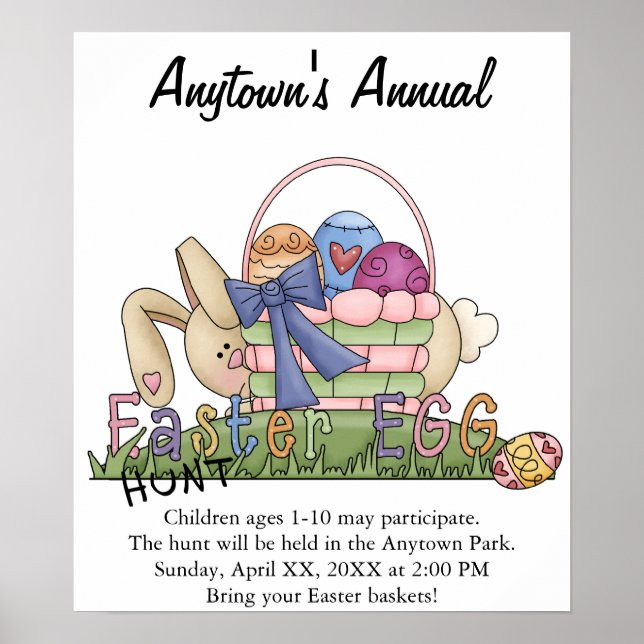 Easter Egg Hunt Announcement Advertisement Poster (Front)