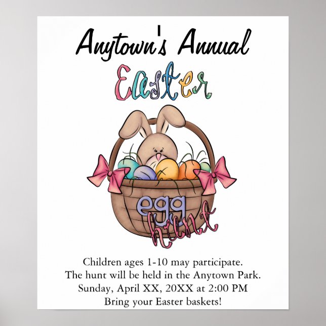 Easter Egg Hunt Announcement Advertisement Poster (Front)