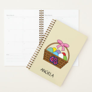 Easter Egg Hunt Basket w Pastel Eggs Personalize Planner